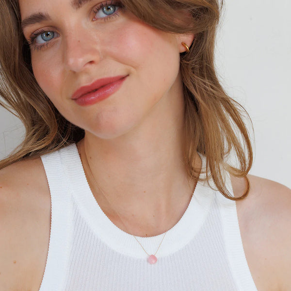 Crystal Minimal Necklace | Pink Opal - NØRDEN